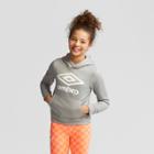 Umbro Girls' Fleece Logo Pullover Hoodie - Heather Gray