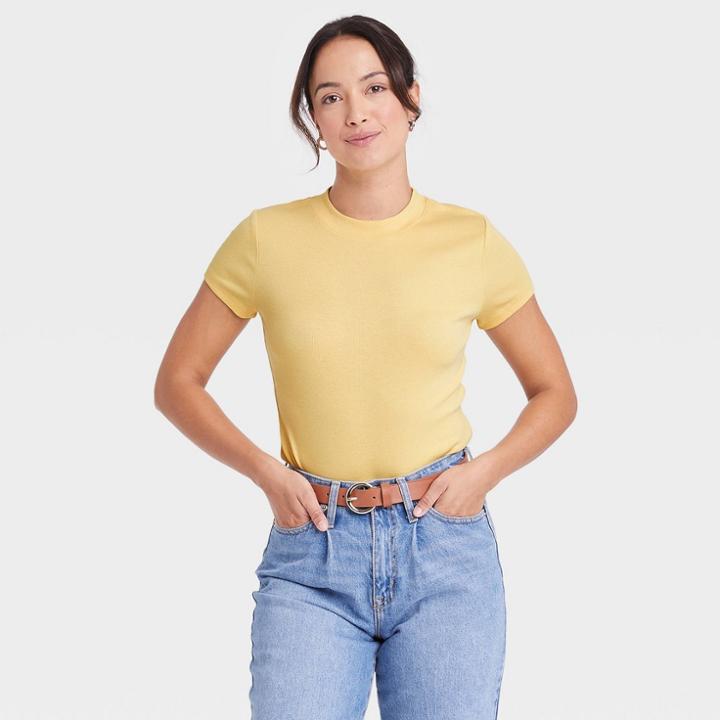 Women's Ribbed Bodysuit - A New Day Yellow