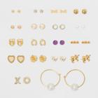 Unicorn And Xo With Simulated Pearl Hoop Multi Earring Set 18ct - Wild Fable,