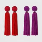 Sugarfix By Baublebar Beaded Studs Monochrome Tassel Earring Set - Red, Girl's