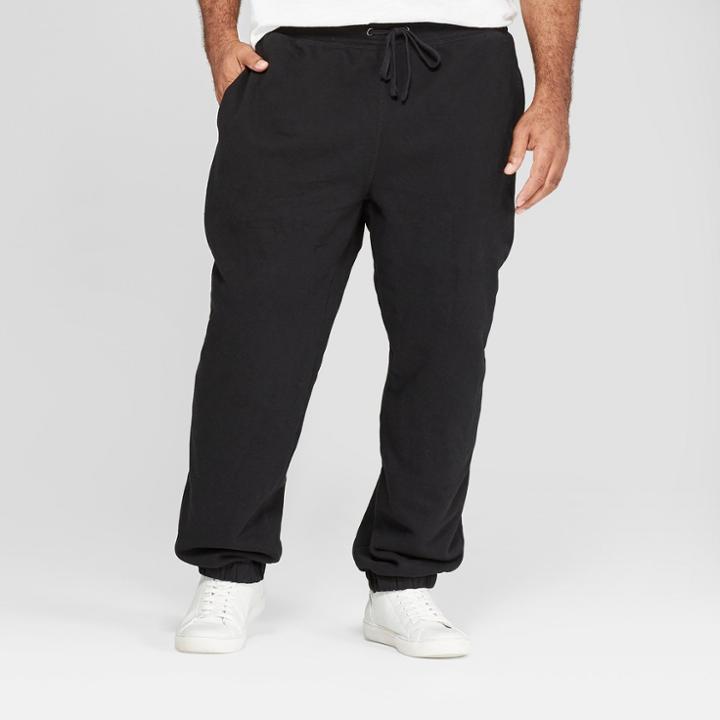 Men's Big & Tall Fleece Cinched Jogger Pants - Goodfellow & Co Black