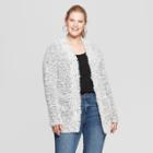 Women's Plus Size Boucle Cardigan - Ava & Viv Cream/black X, Beige