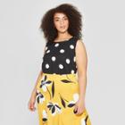 Women's Plus Size Polka Dot Button Detail Sleeveless Tank Top - Who What Wear Black/white