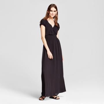 Women's Short Sleeve Maxi Dress - R+j Couture Black