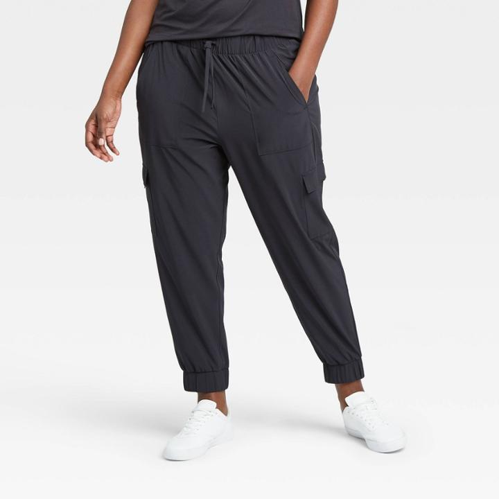 Women's Stretch Woven Cargo Joggers - All In Motion Black