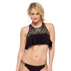 Women's Embellished Flounce Crop Bikini Top - Xhilaration Black M,