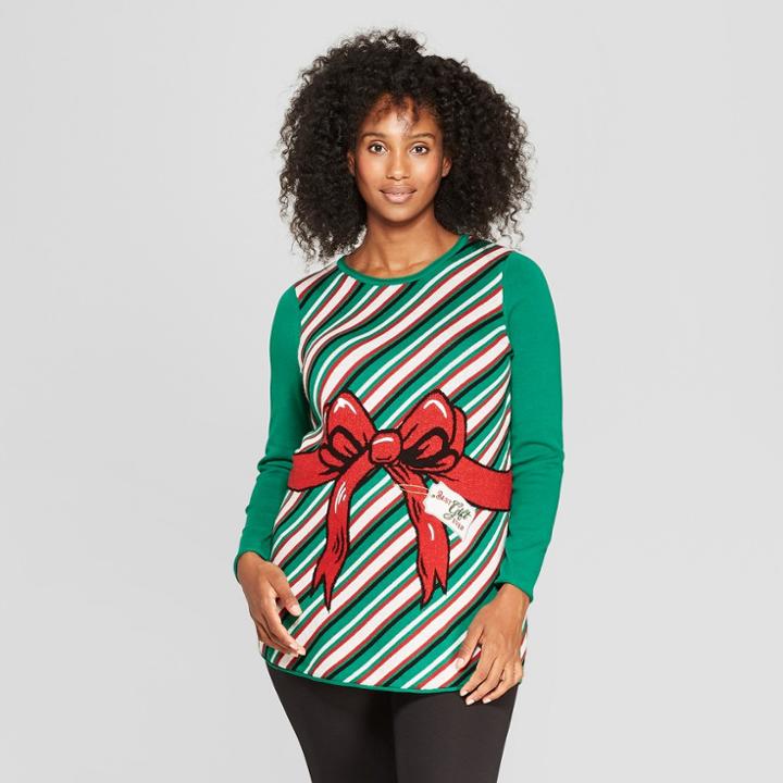 Maternity Best Gift Ever Sweater - Ugly Christmas Sweater - Green L, Infant Girl's