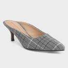 Women's Kaia Plaid Kitten Heeled Mule Pumps - Who What Wear Gray