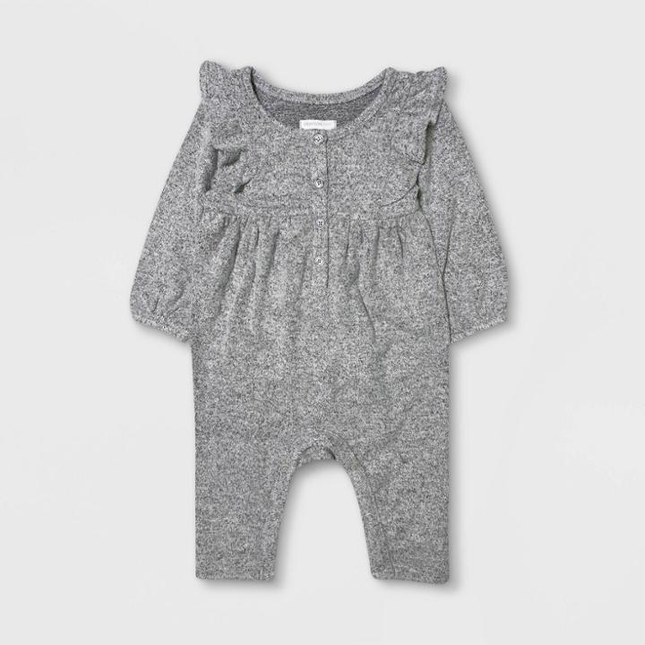 Grayson Mini Baby Girls' Hacci Romper - Gray Newborn