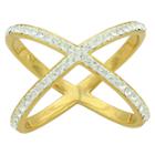 Target Women's Large X Crystal Ring Gold Plating (7), Gold/clear