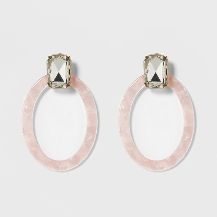 Sugarfix By Baublebar Crystal Studs Resin Hoop Earrings - Light Pink, Girl's