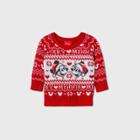 Disney Baby Mickey And Minnie Mouse Pullover Ugly Christmas Sweater - Red Newborn