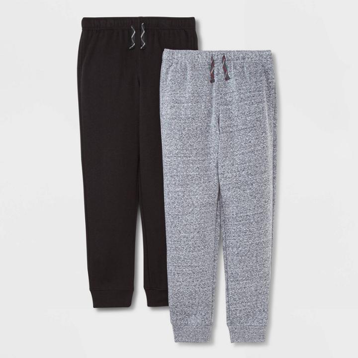 Boys' 2pk Fleece Jogger Sweatpants - Cat & Jack Black /gray