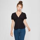 Women's Short Sleeve Button Front Top - Soul Cake (juniors') Black