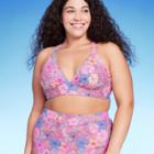 Women's Fixed Triangle Bikini Top - Wild Fable Floral Print X, Blue/pink/yellow