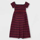 Striped Short Sleeve Smocked Maternity Dress - Isabel Maternity By Ingrid & Isabel Red