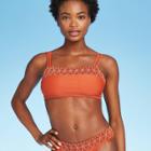 Women's Smocked Bralette Bikini Top - Xhilaration Rusted Red D/dd Cup, Women's