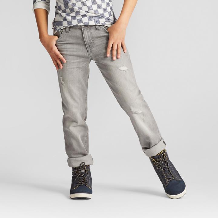 Boys' Destructed Straight Fit Denim Cat & Jack Gray Wash