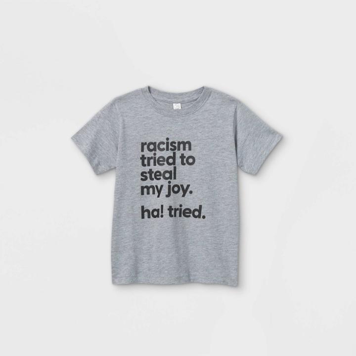 Ev Black History Month Black History Month Toddler 'racism Tried To Steal My Joy Ha! Tried' Short Sleeve Graphic T-shirt - Heather Gray