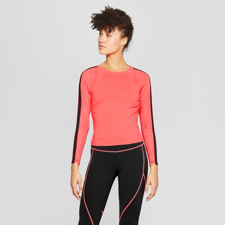 Women's Mesh Long Sleeve Top - Joylab Fiery Coral