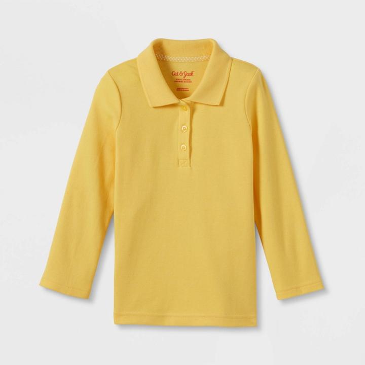 Toddler Girls' Long Sleeve Interlock Uniform Polo Shirt - Cat & Jack Yellow
