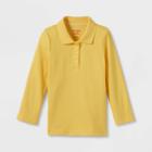 Toddler Girls' Long Sleeve Interlock Uniform Polo Shirt - Cat & Jack Yellow