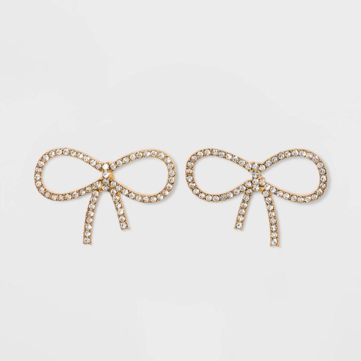 Sugarfix By Baublebar Crystal Bow Earrings - Clear/gold