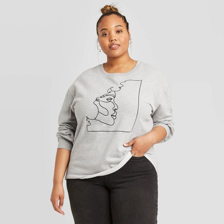 Well Worn Women's Plus Beautiful Woman Sweatshirt - Gray 1x, Women's,