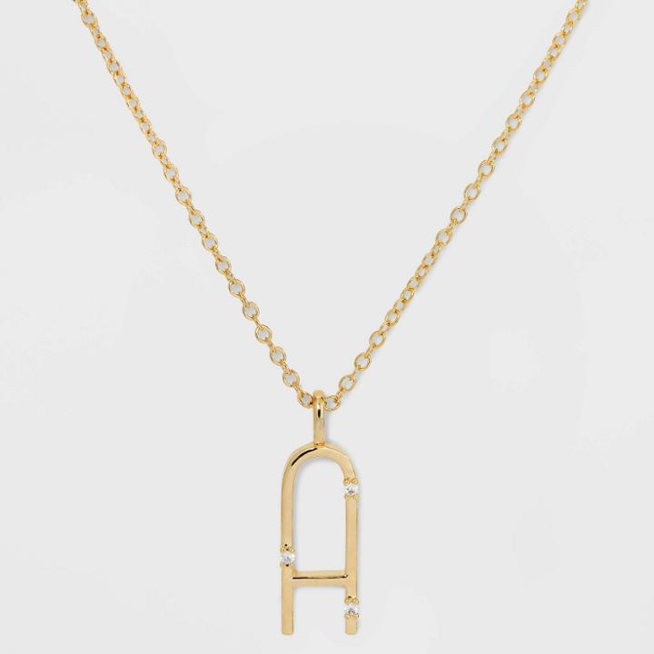 Gold Over Silver Plated Cubic Zirconia 'a' Initial Pendant Necklace - A New Day Gold