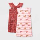 Girls' 2pk Cat/animal Print Nightgown - Just One You Made By Carter's
