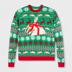 33 Degrees Men's Ugly Holiday The Gift Of Tacos Long Sleeve Pullover Sweater - Green