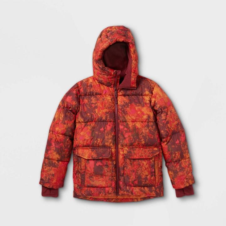 Boys' Short Puffer Jacket - All In Motion Orange