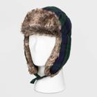 Men's Plaid Faux Fur Trapper Hat - Goodfellow & Co Blue Spruce