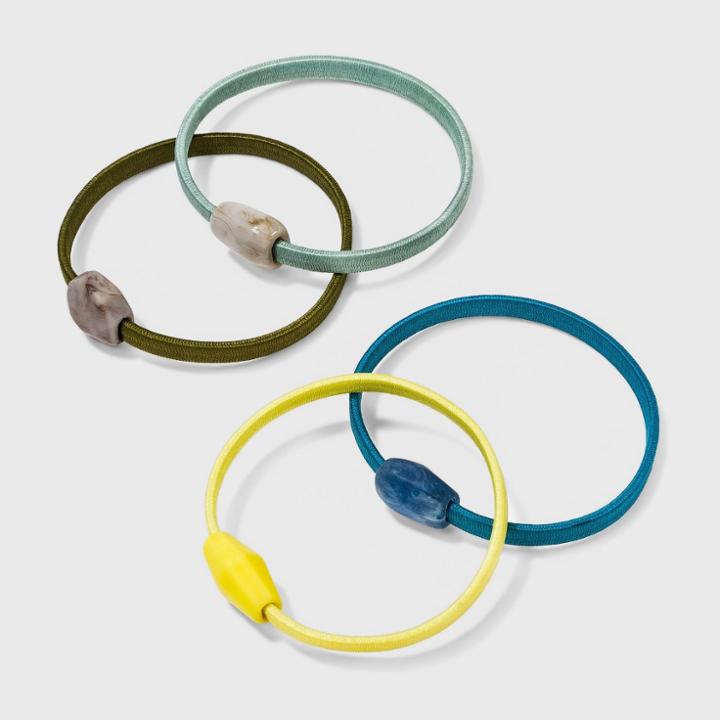 Bead Hair Elastic Set 4pc - A New Day Green