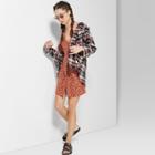 Women's Floral Print Short Sleeve Woven Mini Dress - Wild Fable Orange/new Brew