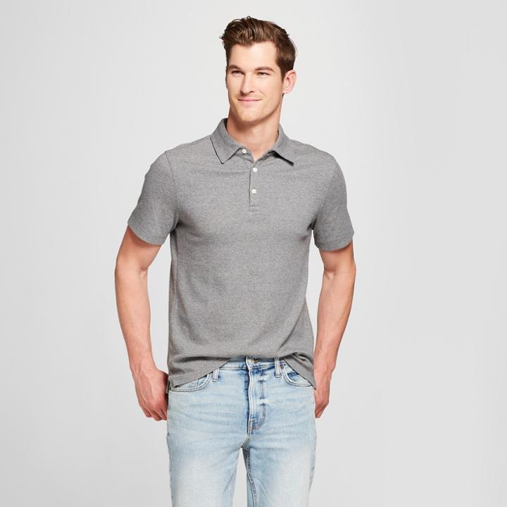 Men's Standard Fit Short Sleeve Elevated Ultra-soft Polo Shirt - Goodfellow & Co Railroad Gray