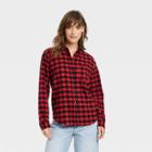 Women's Relaxed Fit Long Sleeve Flannel Button-down Shirt - Universal Thread Red Plaid