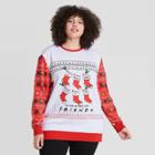 Women's Friends Plus Size Christmas Stockings Graphic Sweatshirt - Bright White