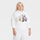 Disney Women's Plus Size Nightmare Before Christmas Hooded Graphic Sweatshirt - White
