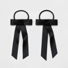 Pony Holder With Satin Bow Hair Elastics 2ct - Wild Fable Black