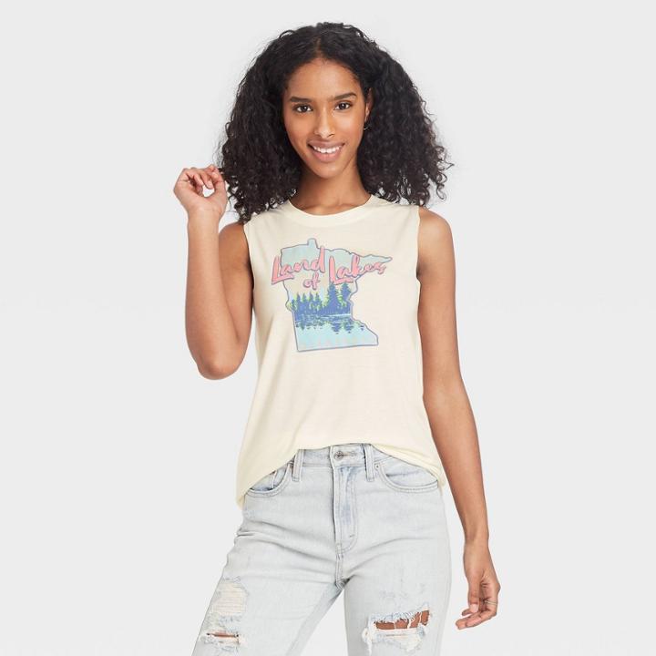 Women's Land Of Lakes Graphic Tank Top - Awake Ivory