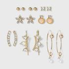 Charm Hoop, Stud And Ear Climber Earring Set 8pc - A New Day , Gold/yellow