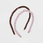 Wooden Bead Headband 2pc - A New Day Pink/brown