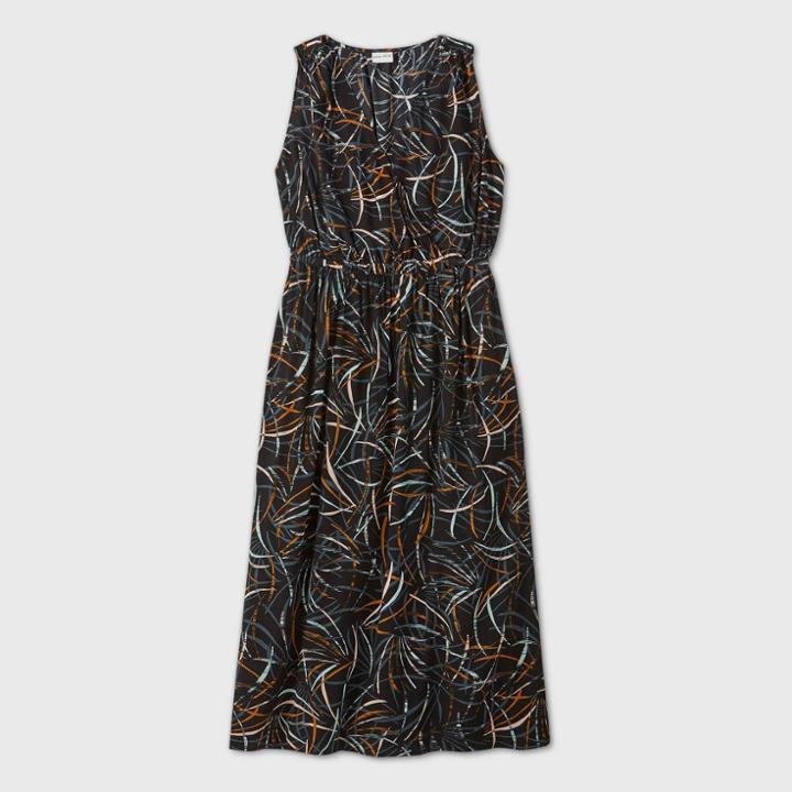 Women's Plus Size Printed Sleeveless Maxi Dress - Ava & Viv Black X, Women's