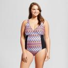 Surfside Women's Plus Size Tribal One Piece - Black 1x,