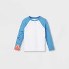 Toddler Boys' Shark Face Long Sleeve Raglan Rash Guard Swim Shirt - Cat & Jack Blue