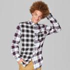 Men's Long Sleeve Panel Blocked Button-down Shirt - Original Use White