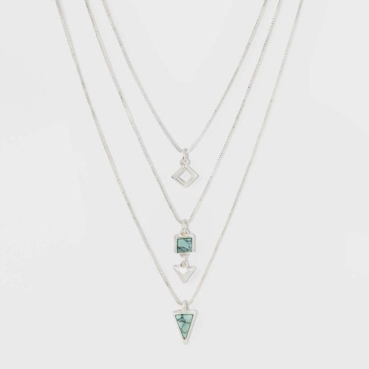 Target Brass Semi Turquoise Layered Necklace - Universal Thread