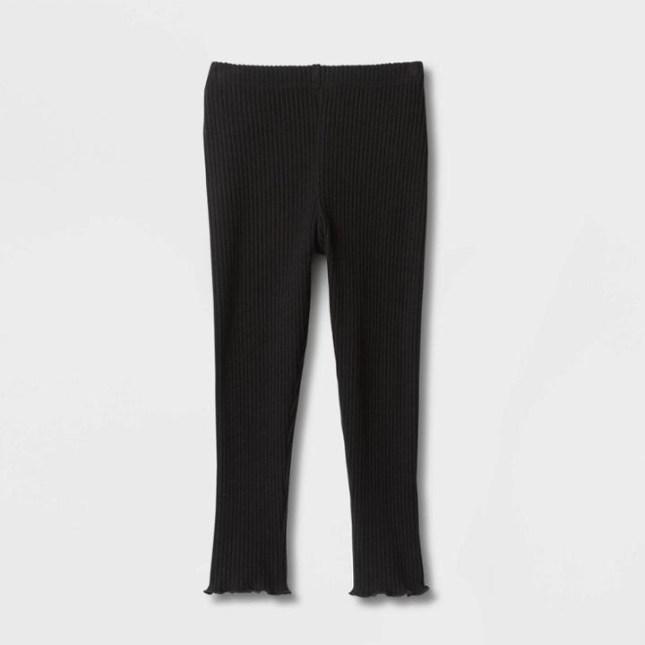Toddler Girls' Solid Cozy Ribbed Leggings - Cat & Jack Black