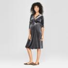 Maternity Velvet Cross Front Dress - Isabel Maternity By Ingrid & Isabel Black